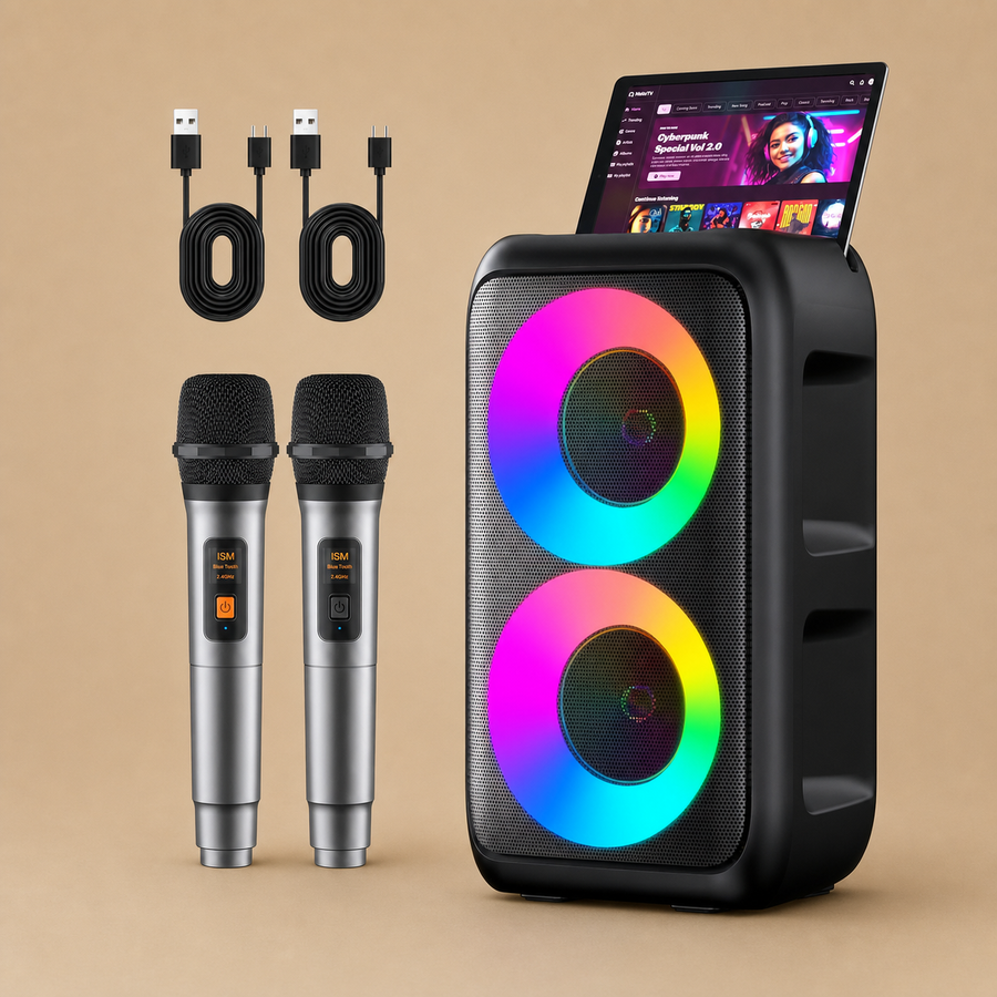 Heebuke Karaoke Machine + 2 Wireless Karaoke Microphones