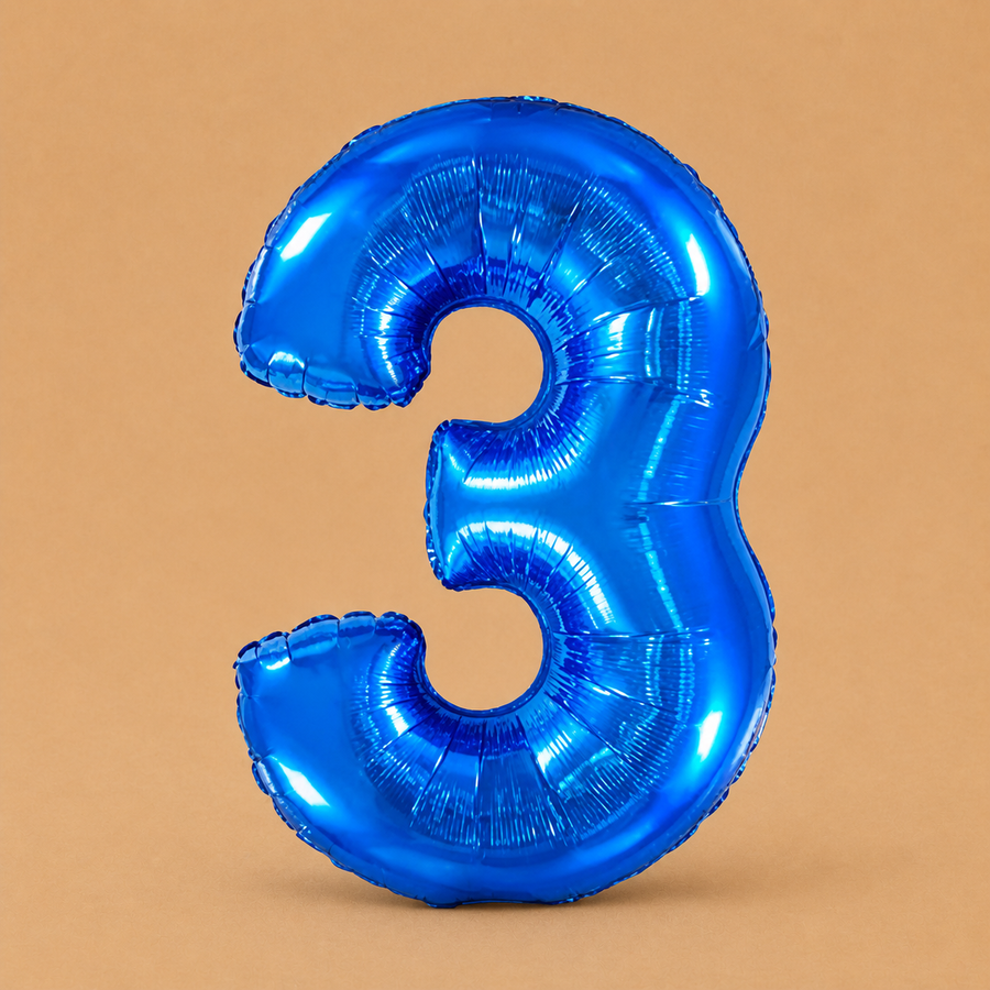 Blue Number 3 Giant Foil Balloon 40in