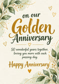 Load image into Gallery viewer, Gold Floral Botanical 50th Golden Anniversary Card
