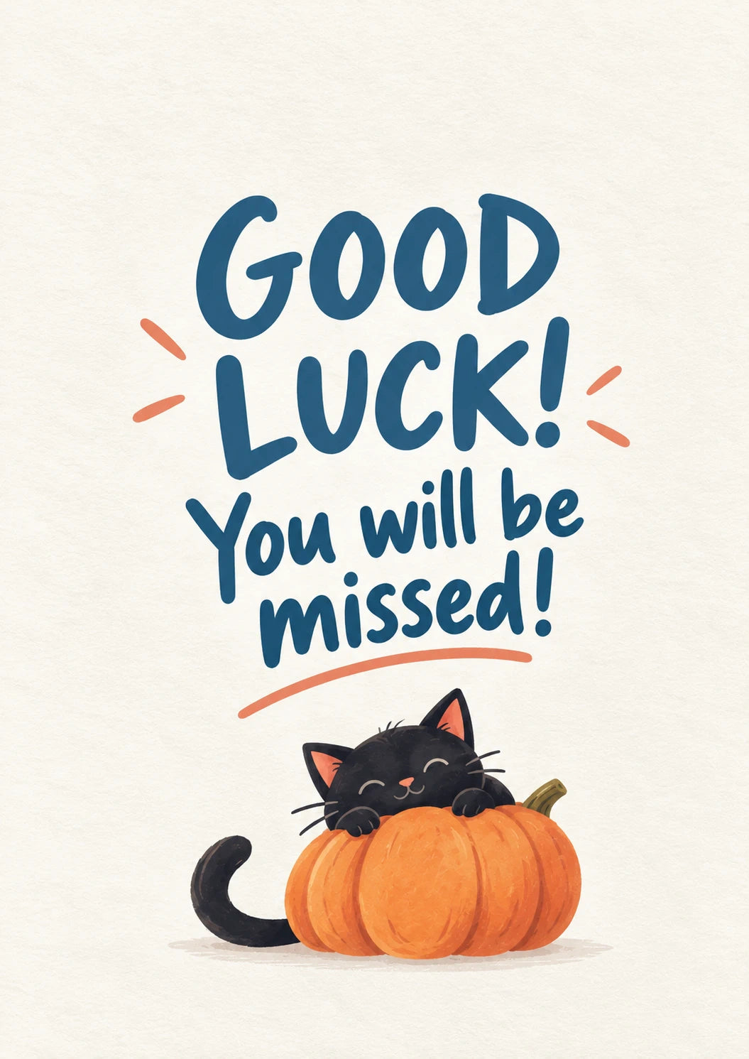 Cute Black Cat and Pumpkin Leaving Card for Daughter