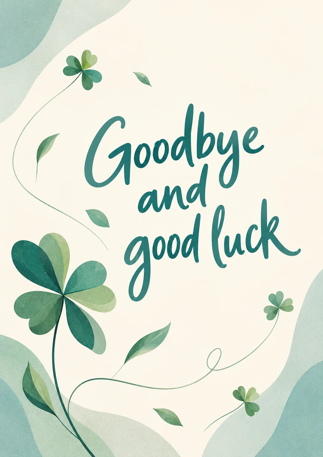 Shamrock Four Leaf Clover Goodbye and Good Luck Leaving Card for Sister