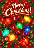 Load image into Gallery viewer, Colourful Retro Christmas Lights Christmas Card
