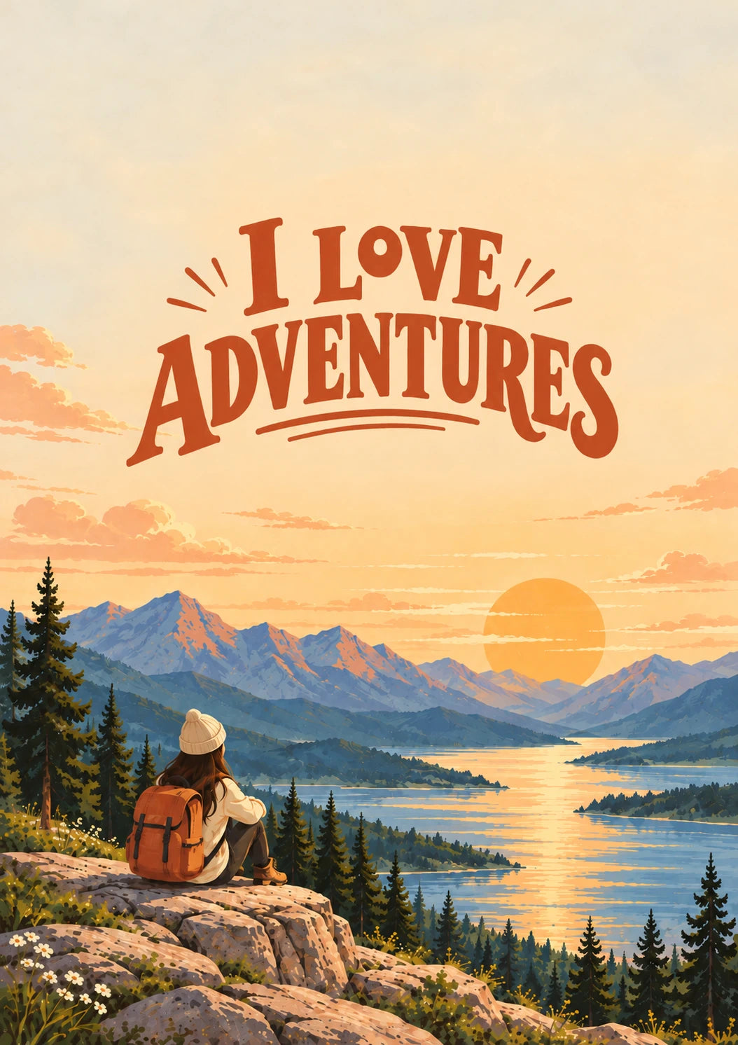 I Love Adventures Mountain Sunset Leaving Card for Daughter