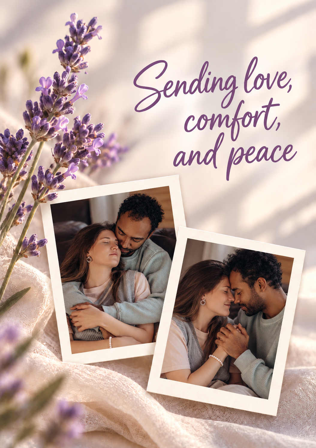 Lavender Floral From the Heart Photo Upload Sympathy Card for Wife