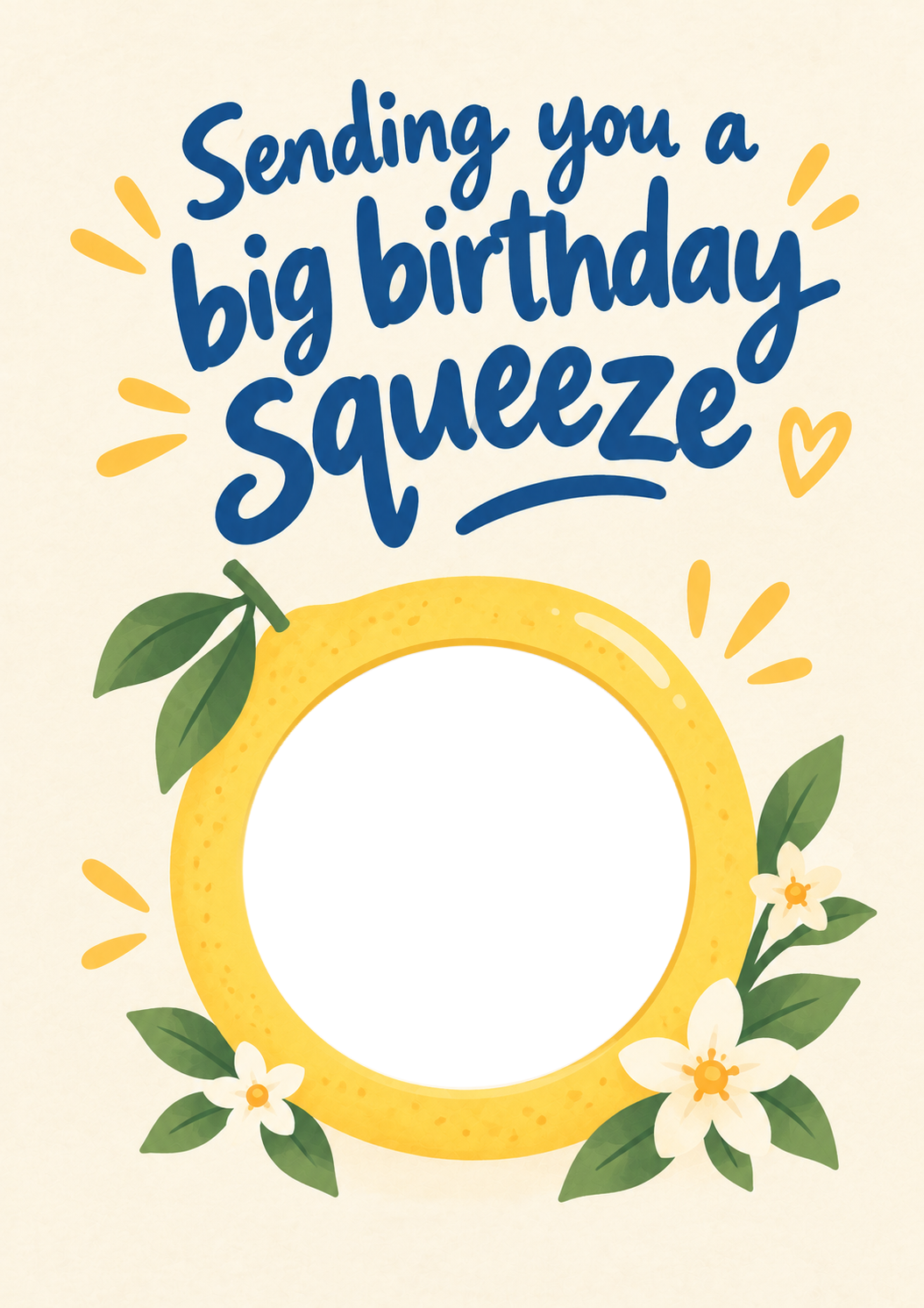 Funny Lemon Squeeze Photo Upload Friendship Card for Cousin