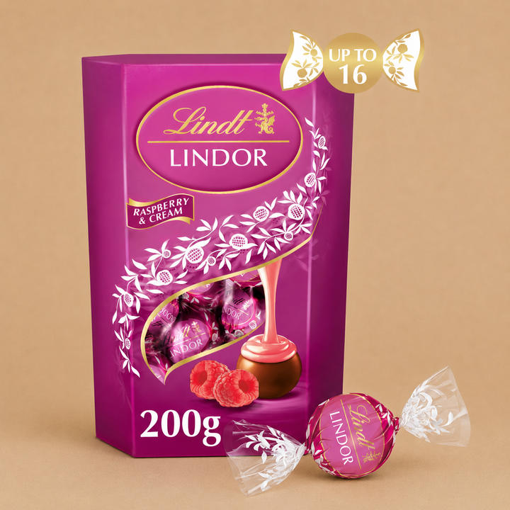 Lindt LINDOR Raspberry & Cream 200g