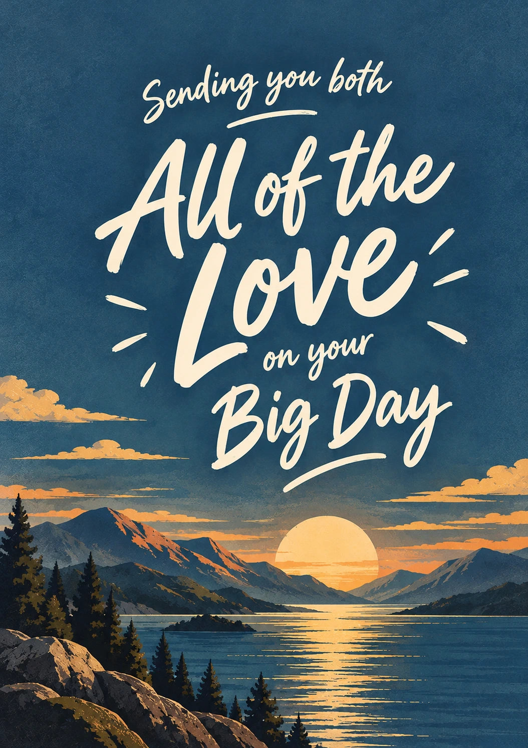 From the Heart Mountain Sunset Wedding Card for Brother