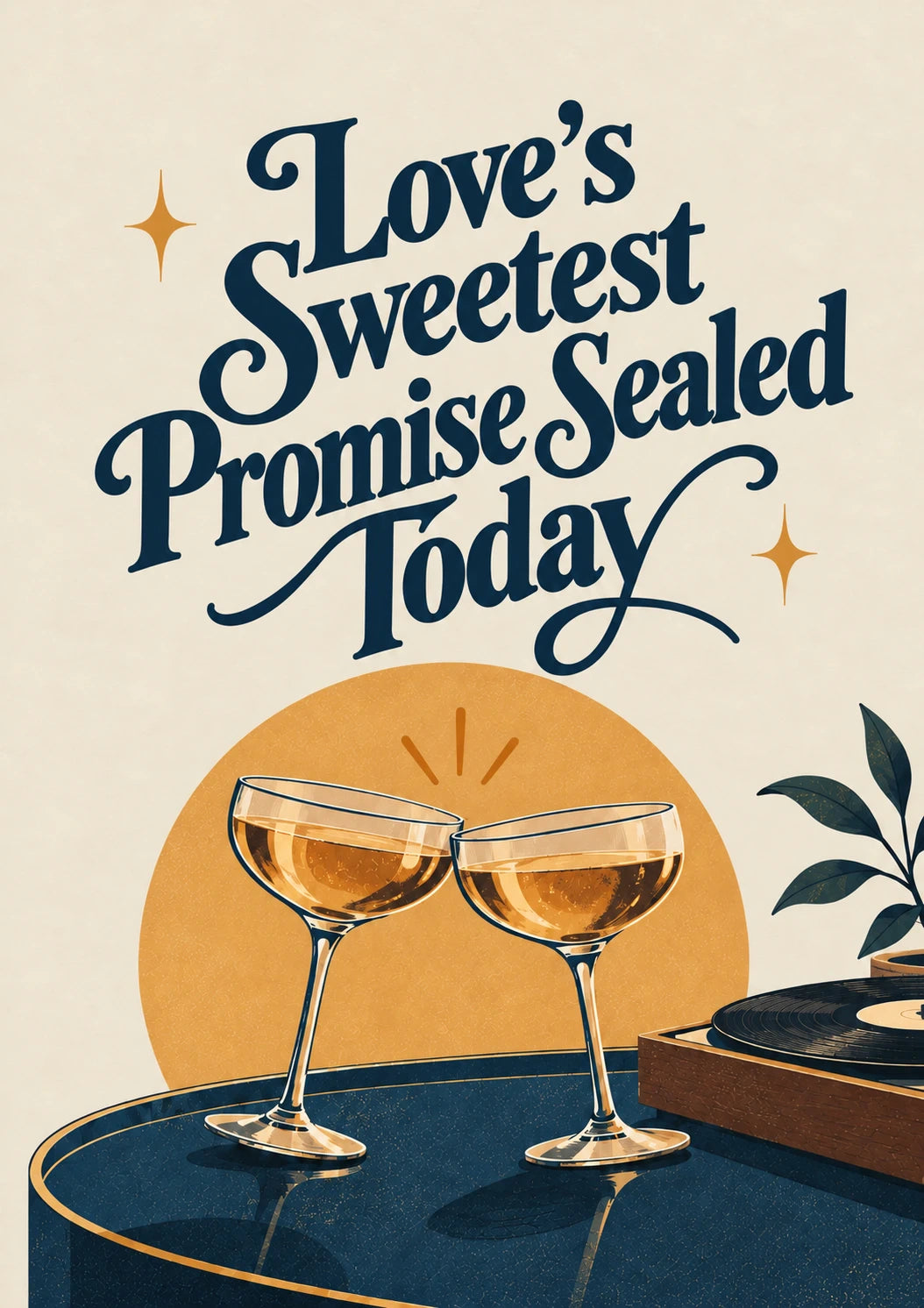 Retro Champagne Toast Colleague Wedding Card