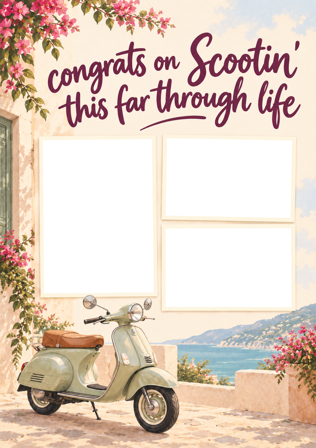 Funny Scootin' Through Life Multiple Photo Upload Friendship Card for Wife