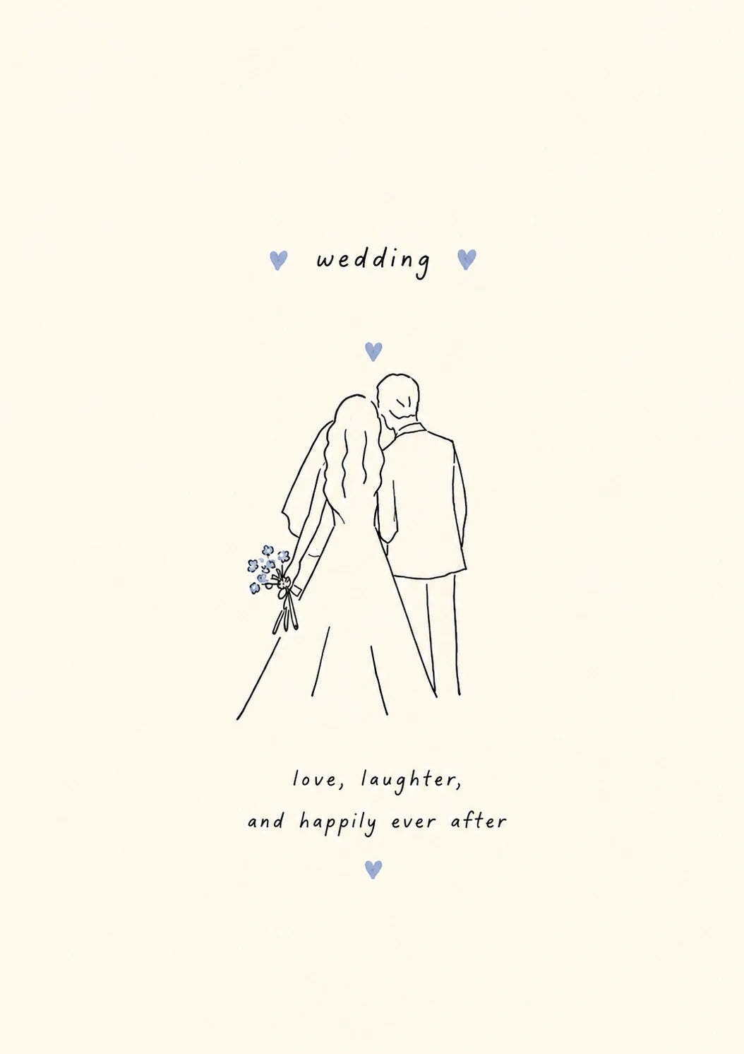 Bride and Groom Line Art Romantic Engagement Card