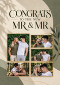 Load image into Gallery viewer, Congrats Mr and Mr Green Botanical Photo Upload Wedding Card for Dad and Partner
