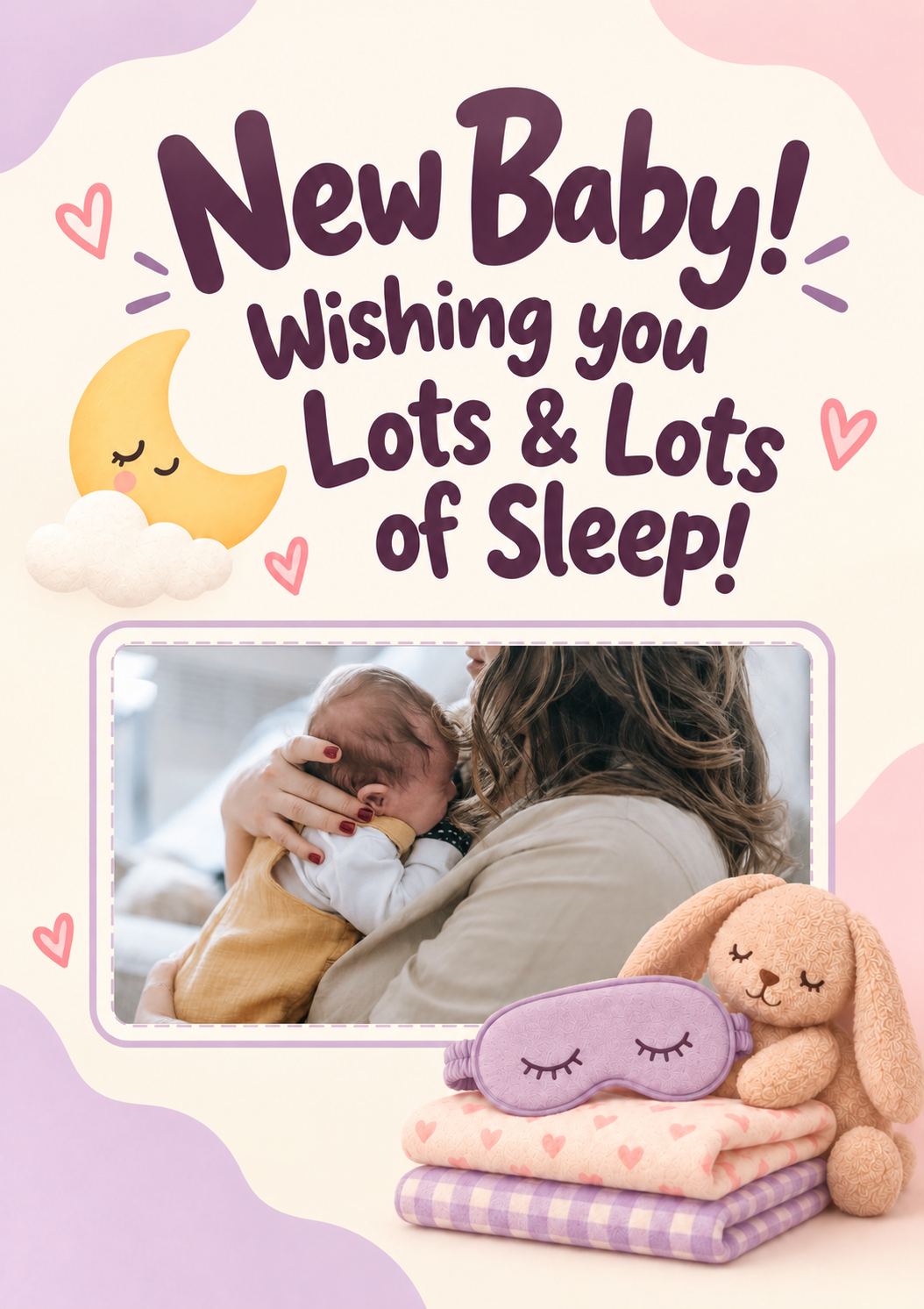 Funny Lots of Sleep Moon Photo Upload New Baby Card for Sister
