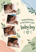 Load image into Gallery viewer, Four Photo Polaroid Collage Photo Upload New Baby Card for Daughter and Partner
