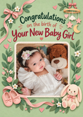 Load image into Gallery viewer, Sage Green Floral Bunny Photo Upload New Baby Card for Niece
