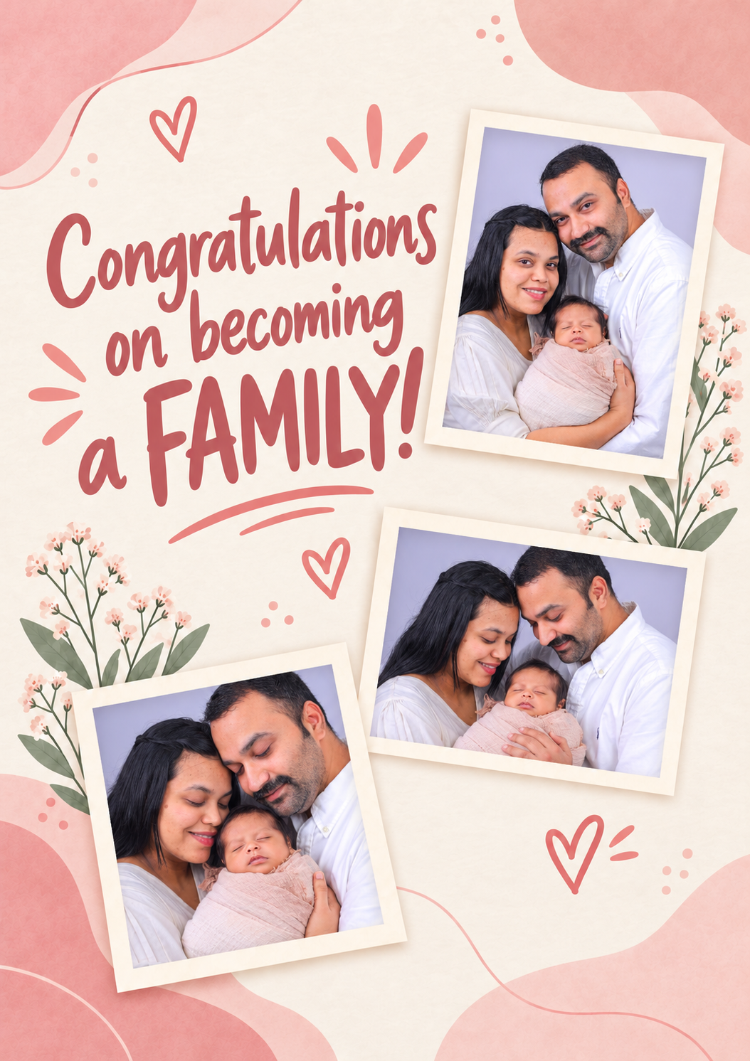 Congratulations Becoming a Family Photo Upload New Baby Card for Daughter and Partner