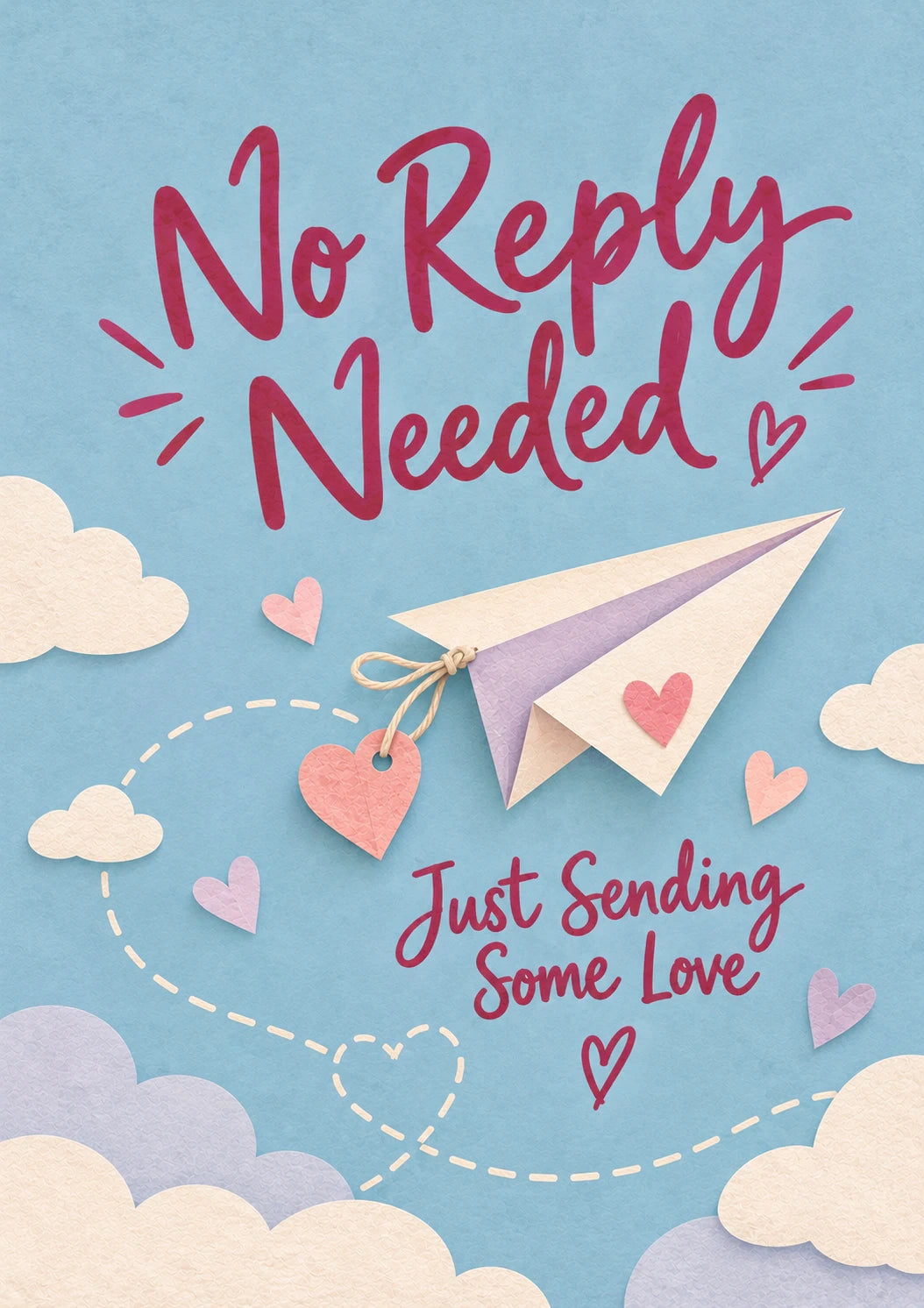 No Reply Needed Paper Plane friendship Card for Sister In Law