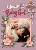 Load image into Gallery viewer, Wonderful Baby Girl Floral Photo Upload New Baby Card for Niece
