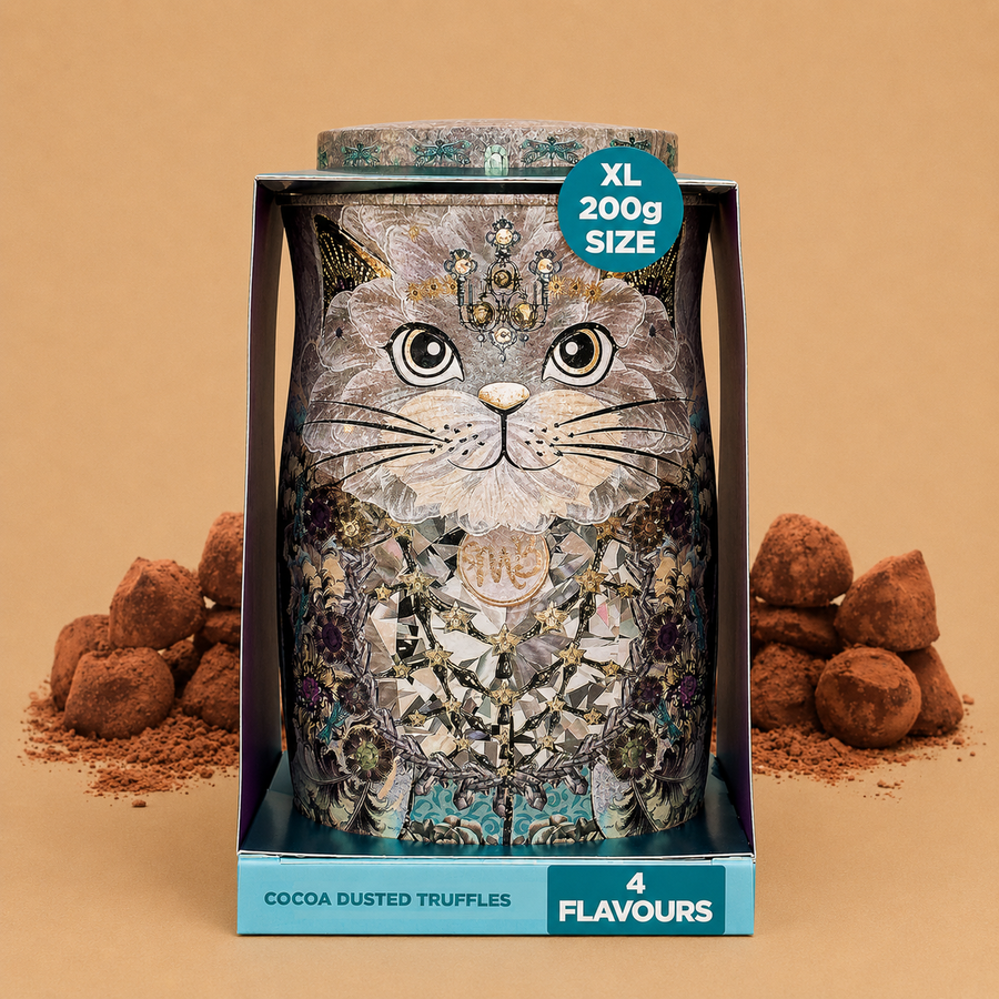 Monty Bojangles Cocoa Dusted 4-in-1 Chocolate Truffles Cat Tin 200g - Diamond Empress