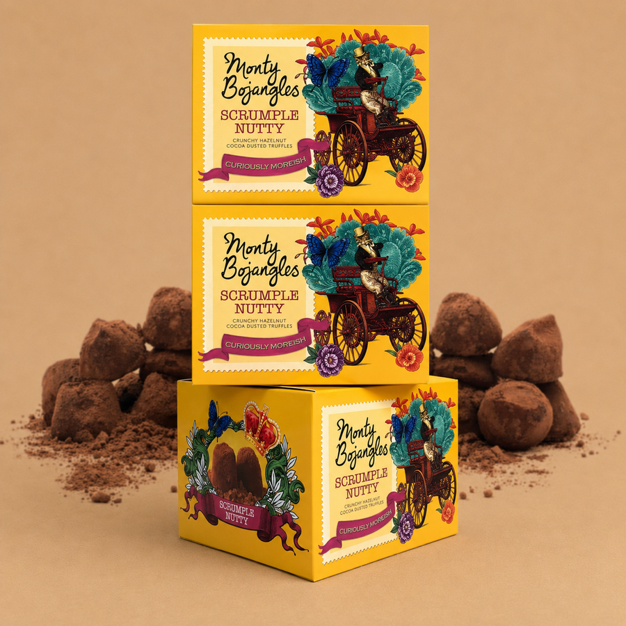 Monty Bojangles Scrumple Nutty Cocoa Dusted Hazelnut Chocolate Truffles Gift Box 3 x 100g