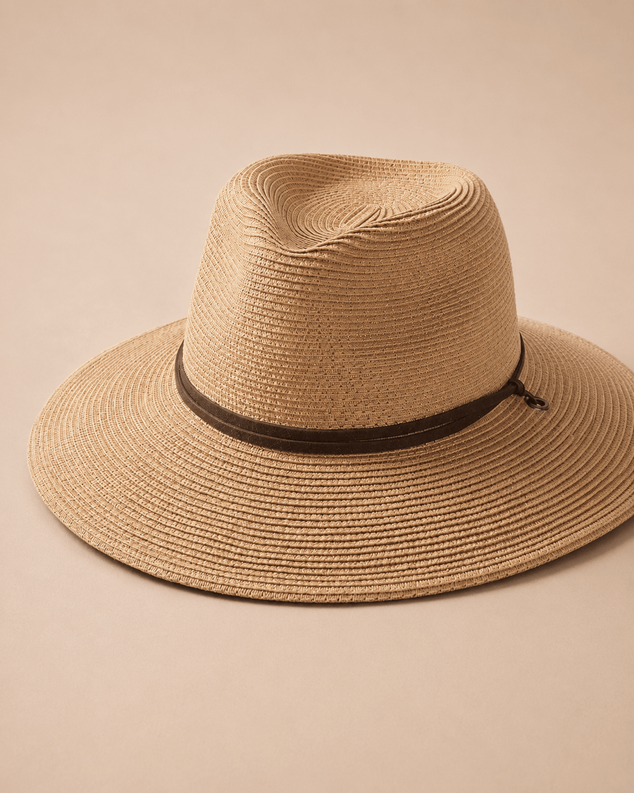 Natural Packable Straw Sun Hat - Adjustable Size