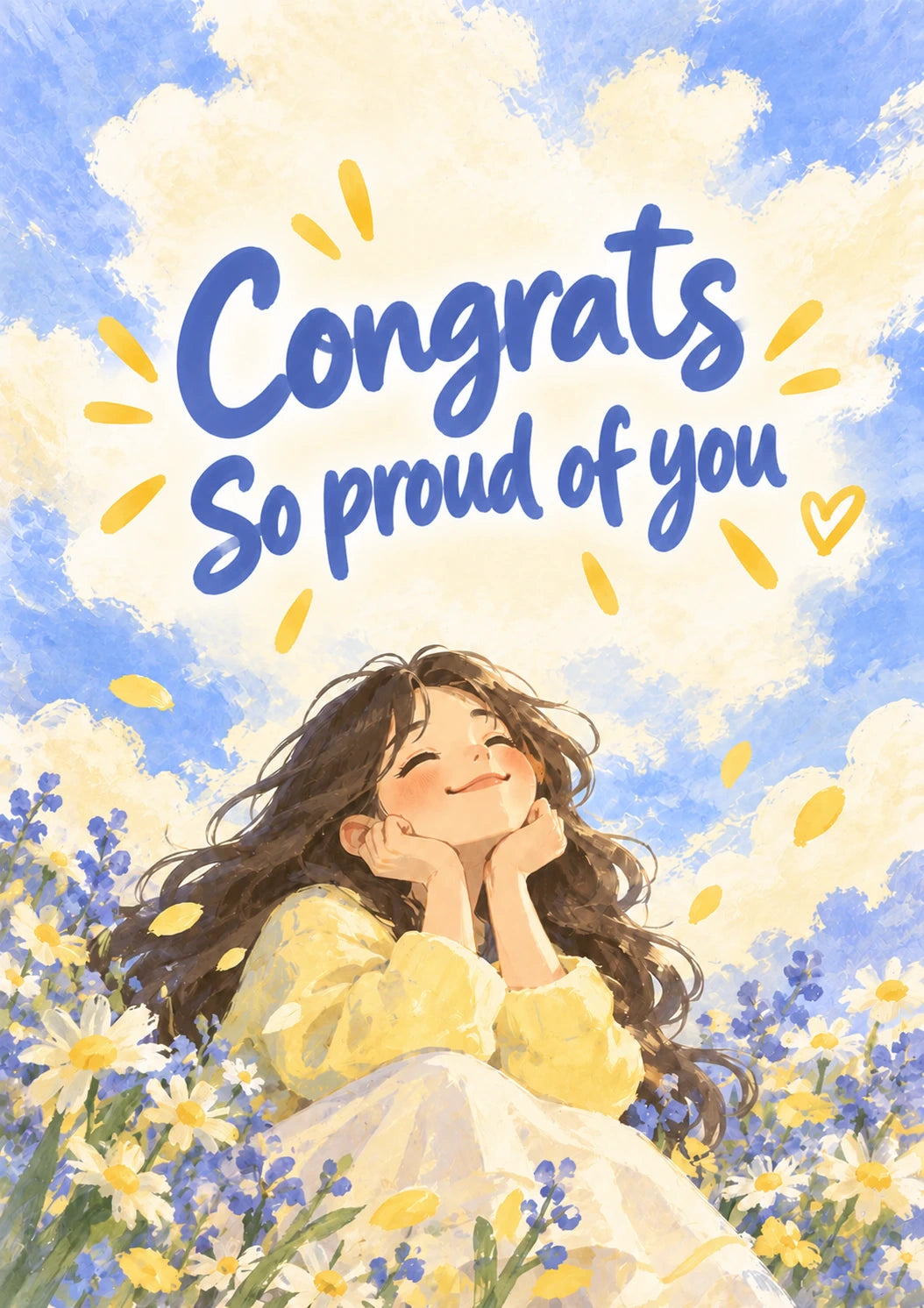 Heartfelt Floral Field Congratulations Card for Sister