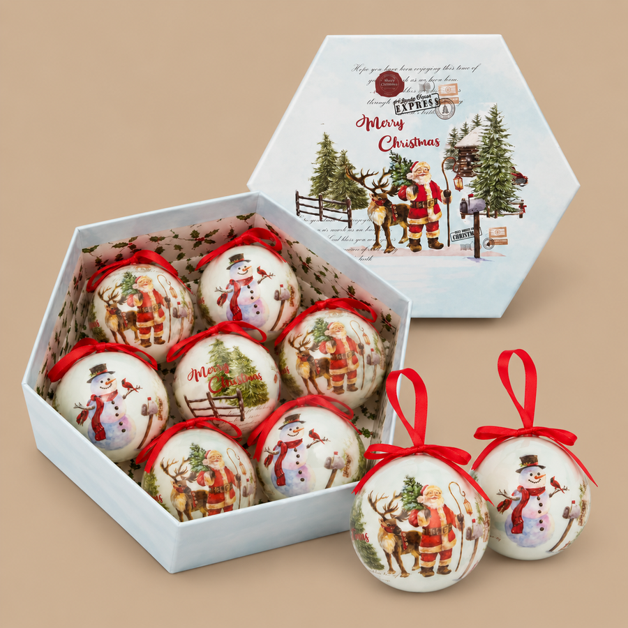 Father Christmas Baubles Set of 7