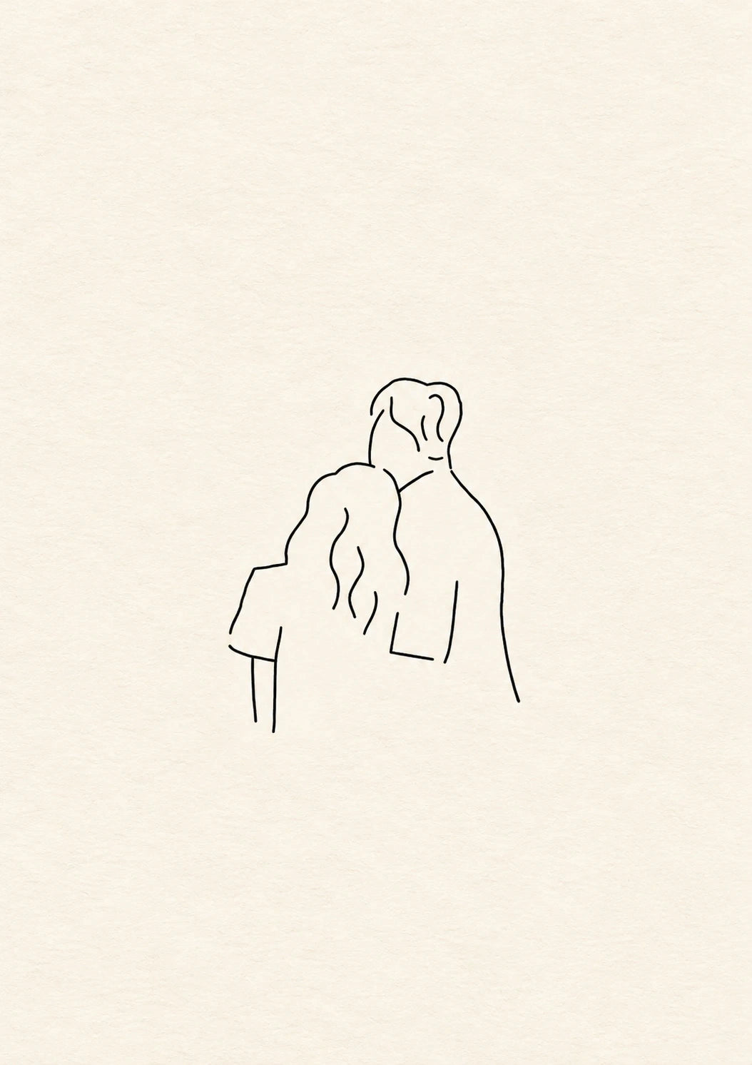 Minimalist Couple Line Art Wedding Card