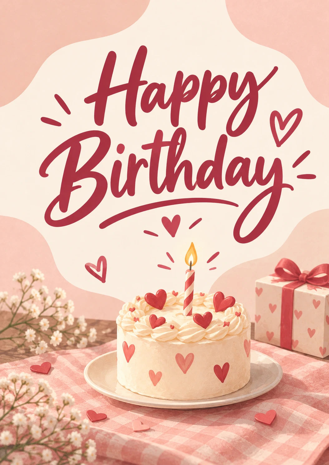 Romantic Hearts Cake friendship Birthday Card for Someone Special