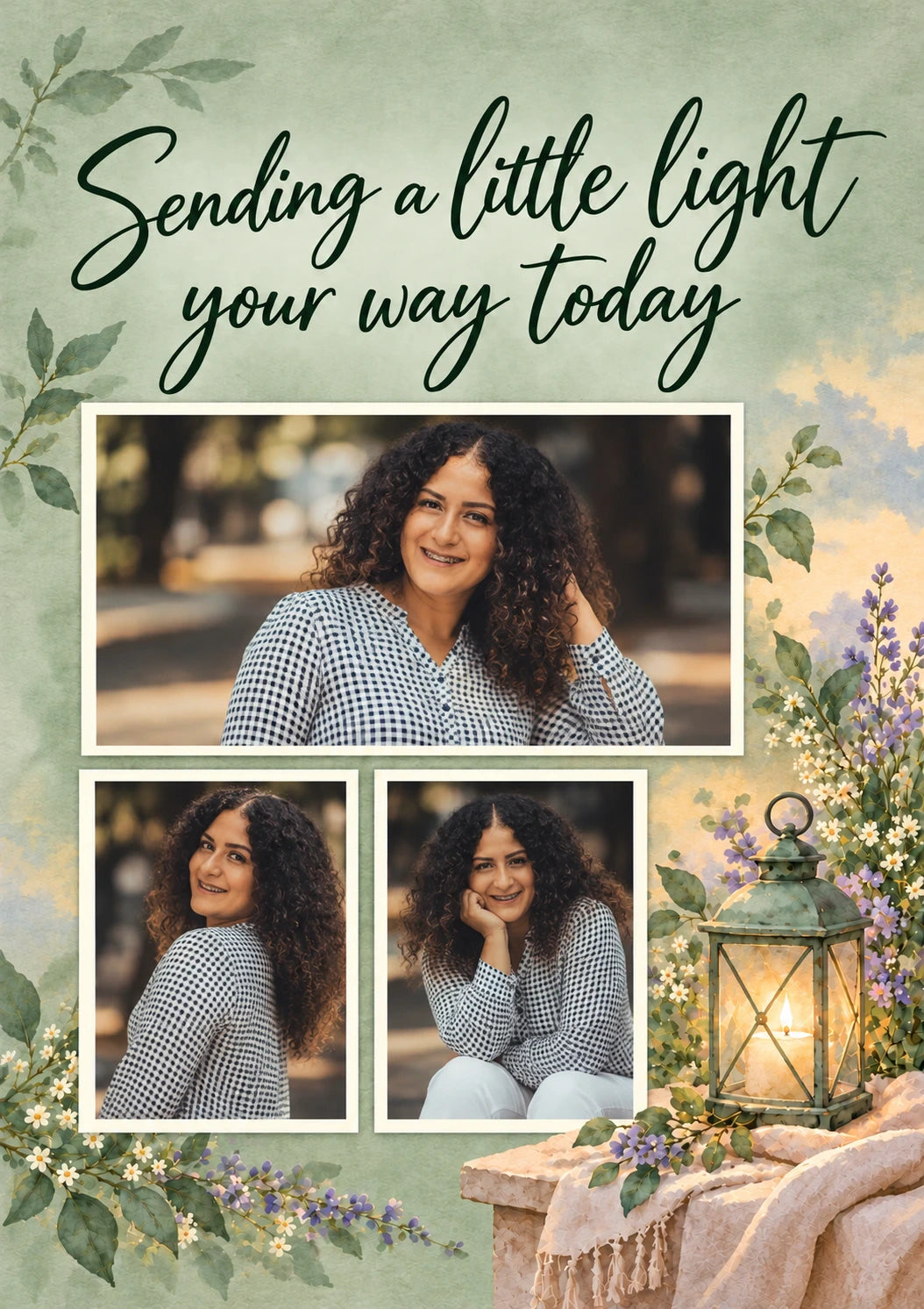 Sending a Little Light Your Way Photo Upload Friendship Card for Wife