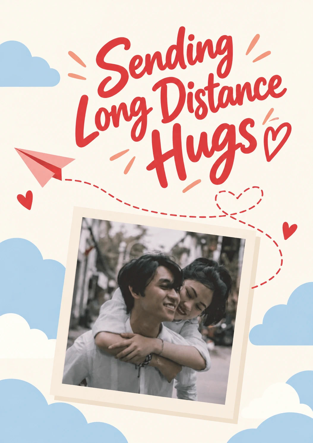 Sending Long Distance Hugs Photo Upload Friendship Card for Partner