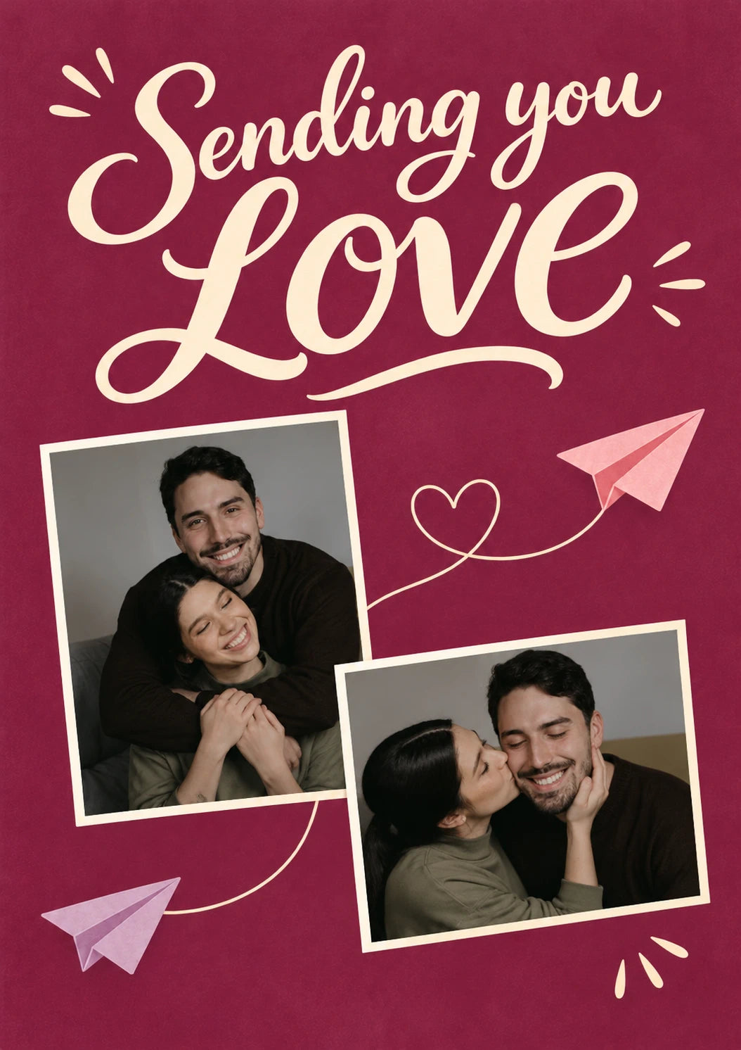 Sending You Love Two Photo Upload Friendship Card for Wife