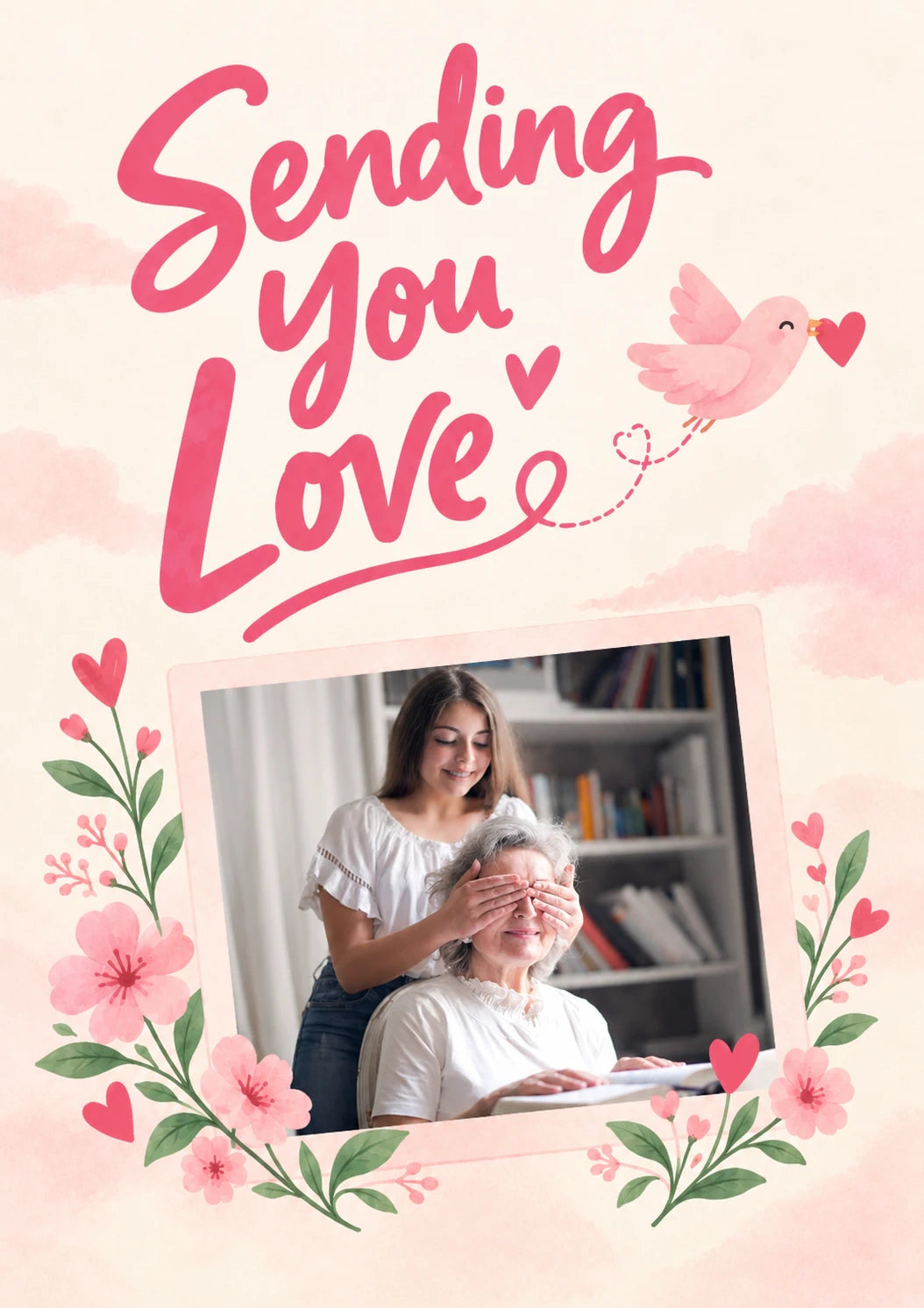 Sending You Love Floral Bird Friendship Card for Granddaughter