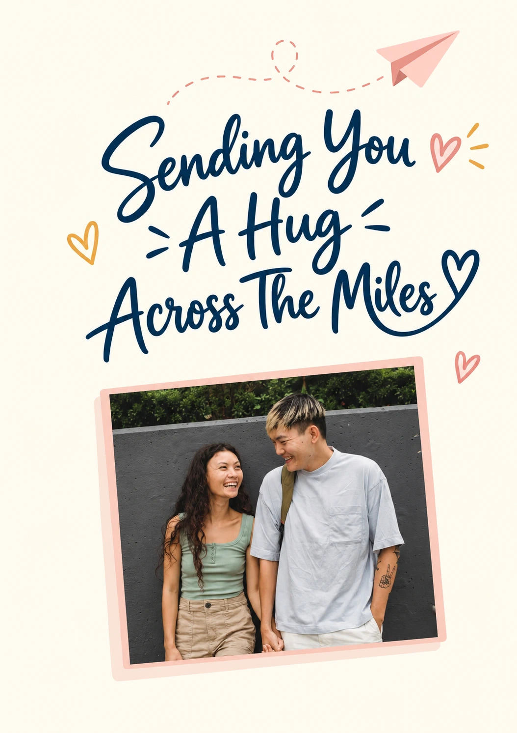 Sending You A Hug Across The Miles Photo Upload friendship Card for Partner
