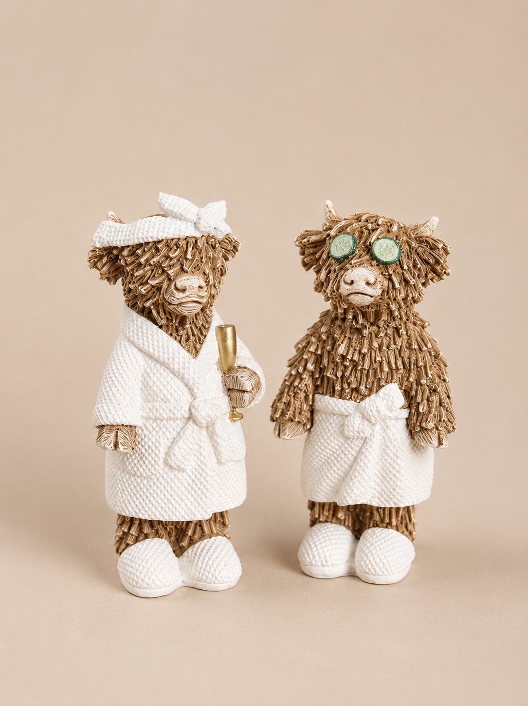Set of 2 Natural Hamish The Highland Cow Spa Ornaments