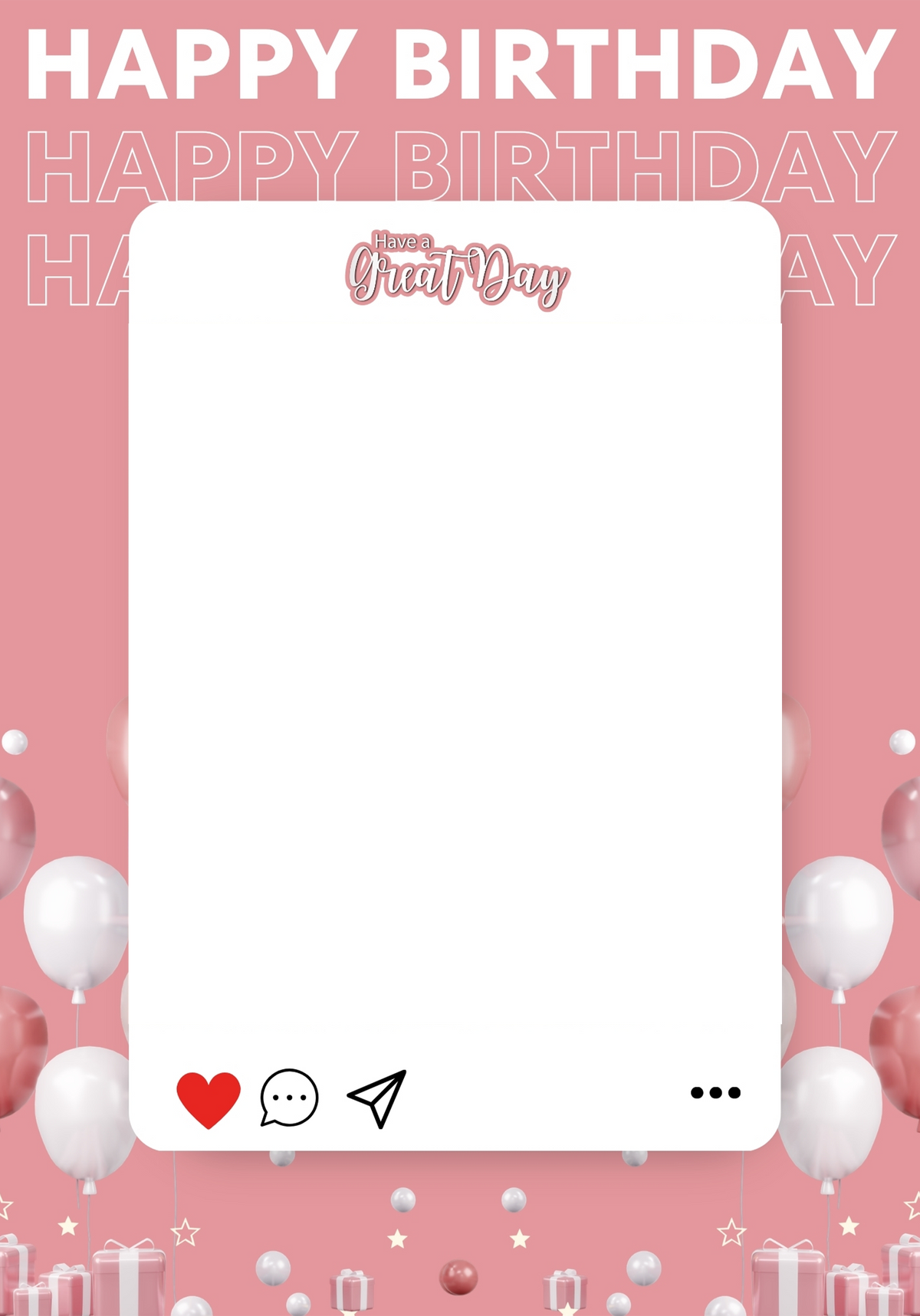 Pink Social Media Photo Upload Birthday Card