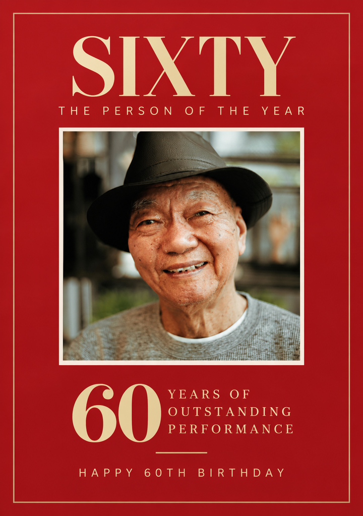 Person of the Year Photo Upload 60th Birthday Card for Him