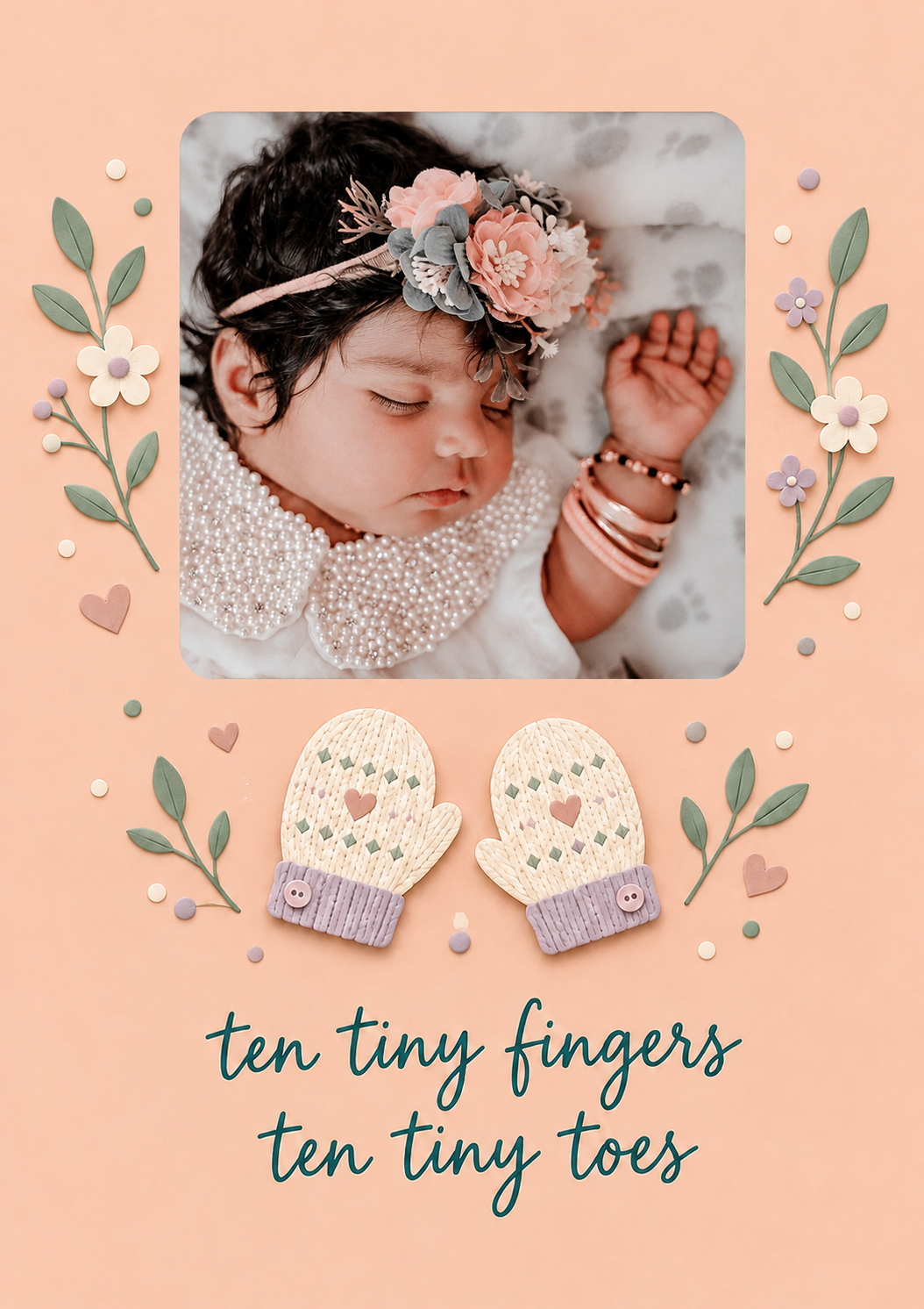Ten Tiny Fingers Mittens Photo Upload New Baby Card for Niece