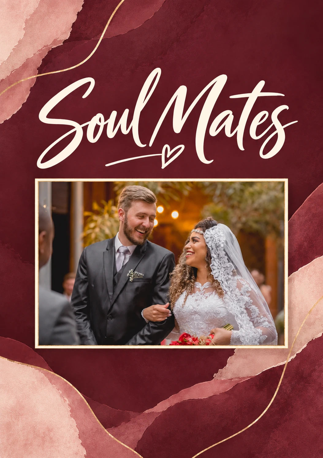 Soul Mates Watercolour Photo Upload Wedding Card for Colleague