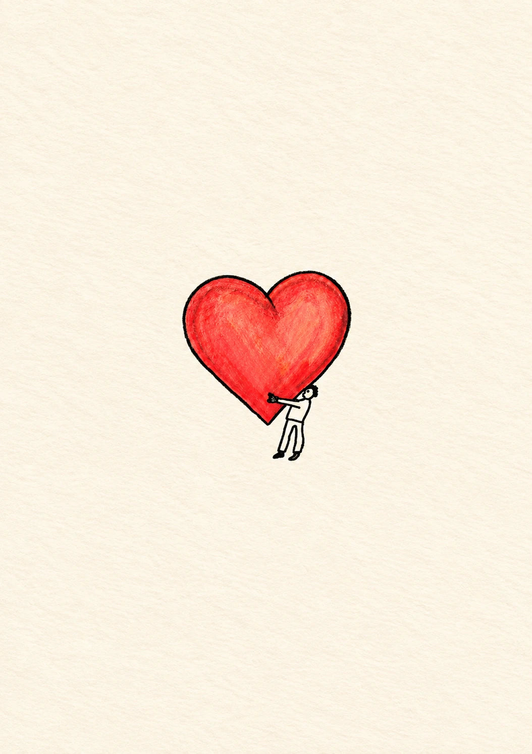 Tiny Man Hugging Giant Heart Anniversary Card
