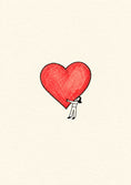 Load image into Gallery viewer, Tiny Figure Hugging Giant Red Heart Anniversary Card for Her
