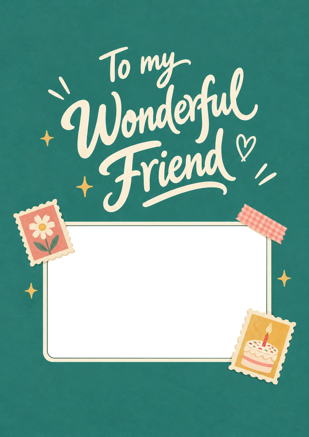 Teal To My Wonderful Friend Photo Upload Friendship Card for Her