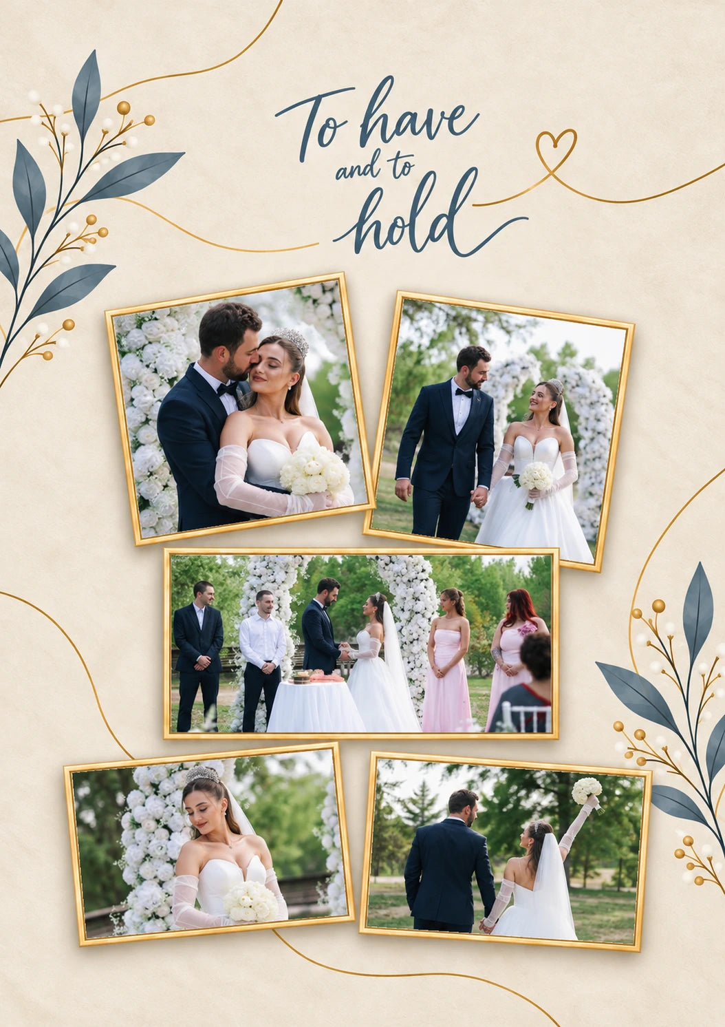 To Have and To Hold Floral Photo Upload Wedding Card for Dad and Partner