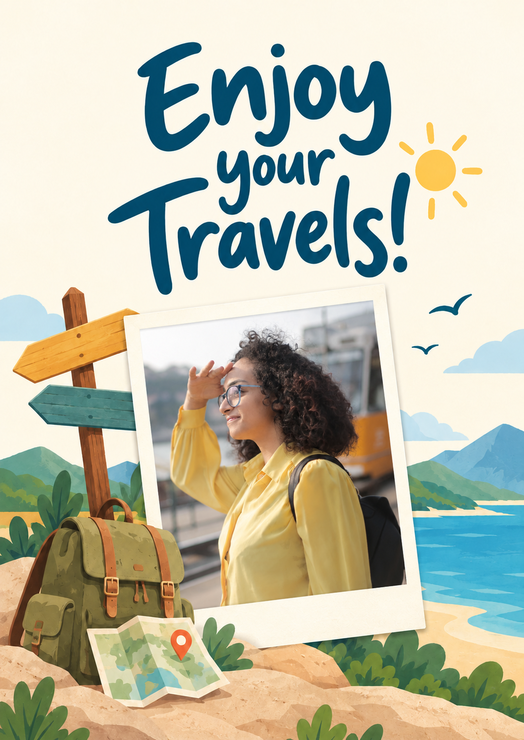 Enjoy Your Travels Full Photo Upload Leaving Card for Sister