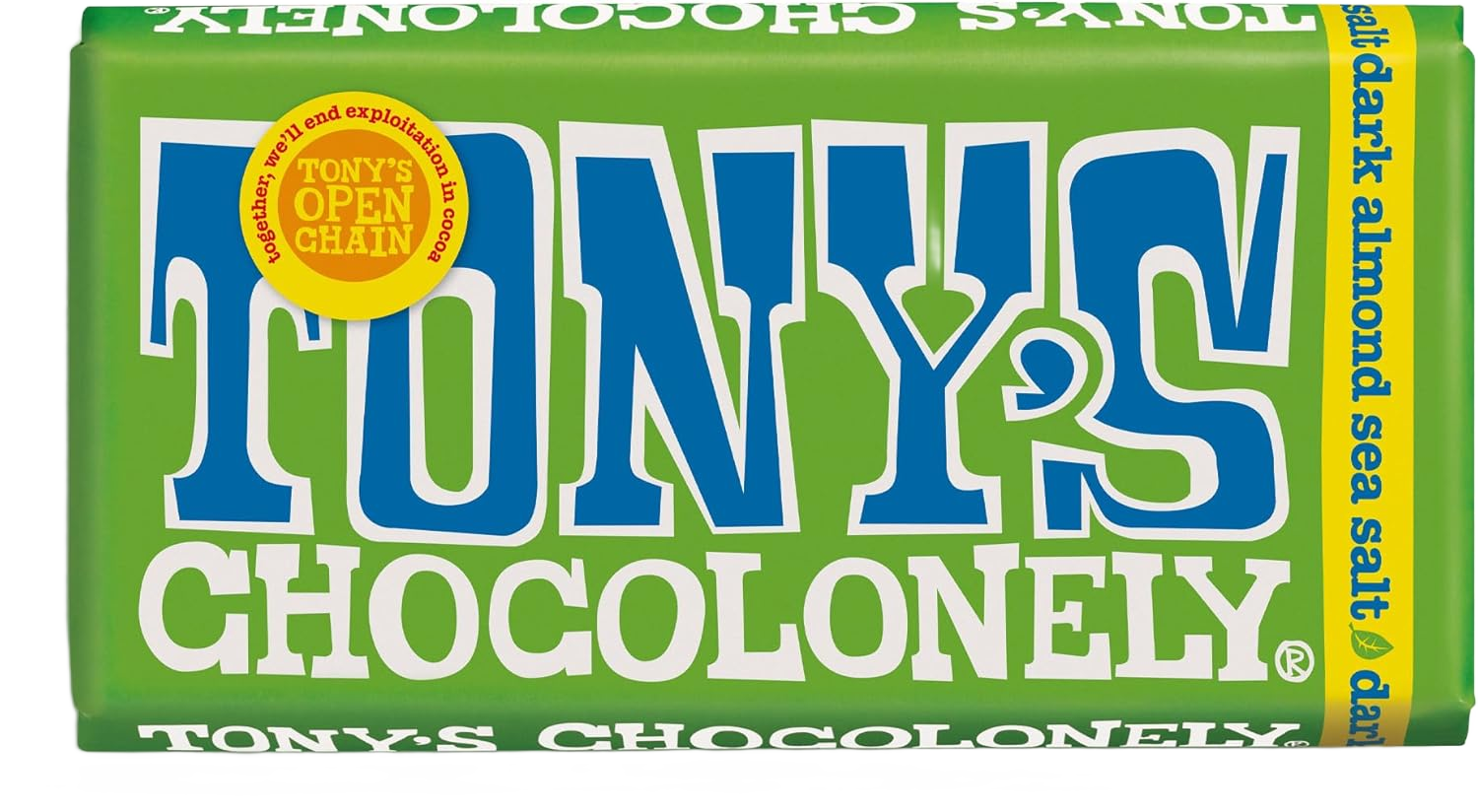 Tony's Chocolonely Dark Almond Sea Salt Chocolate Bar - 180g (51%, Vegan)