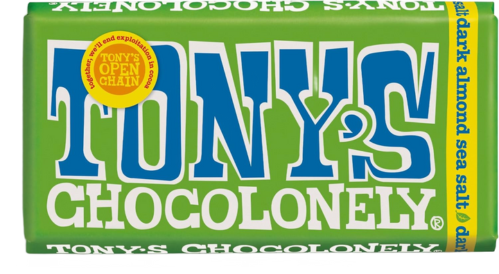Tony's Chocolonely Dark Almond Sea Salt Chocolate Bar - 180g (51%, Vegan)
