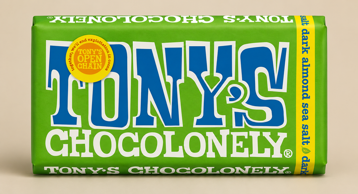 Tony's Chocolonely Dark Almond Sea Salt Chocolate Bar - 180g (51%, Vegan)