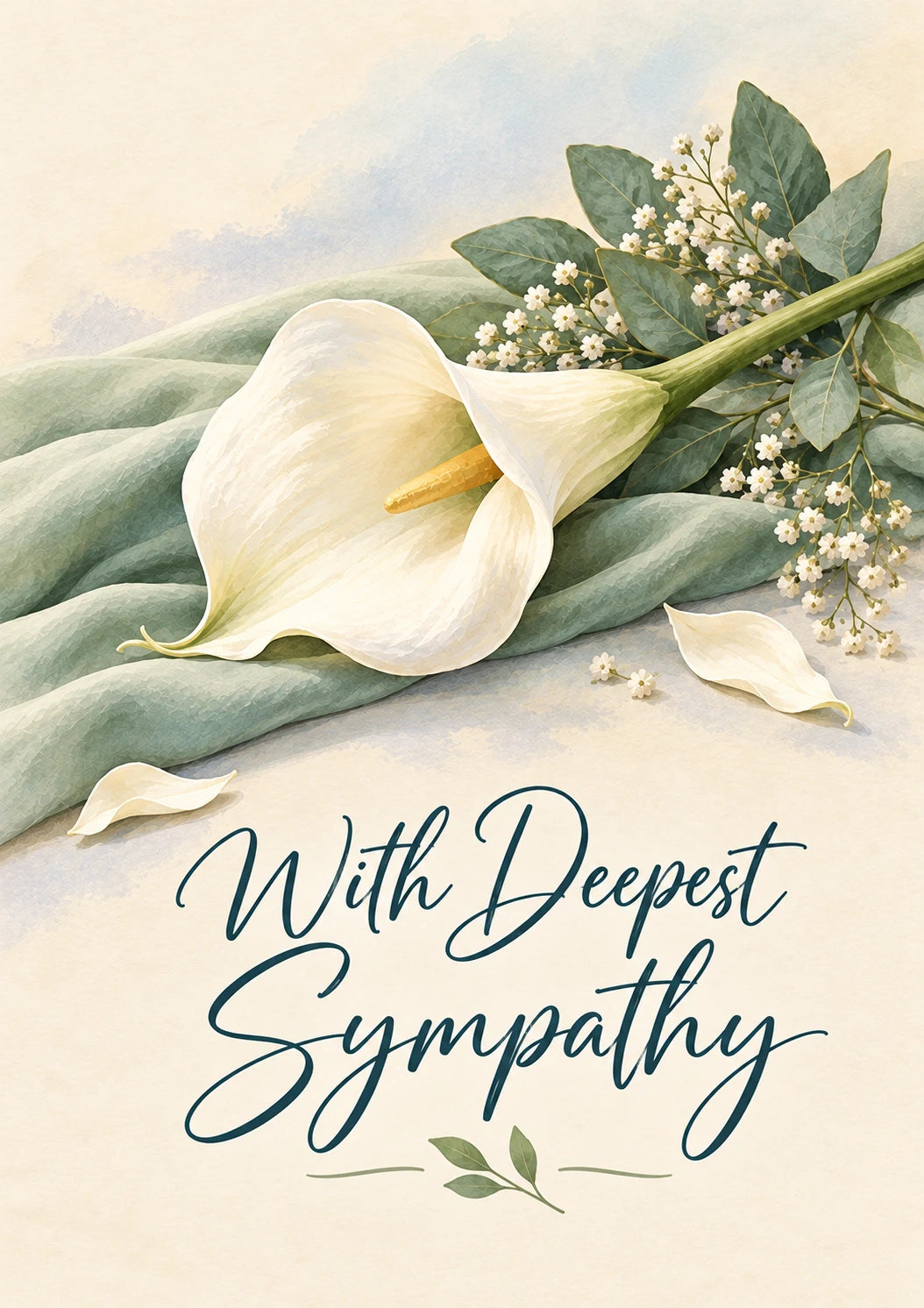 White Calla Lily Sympathy friendship Card for Friend