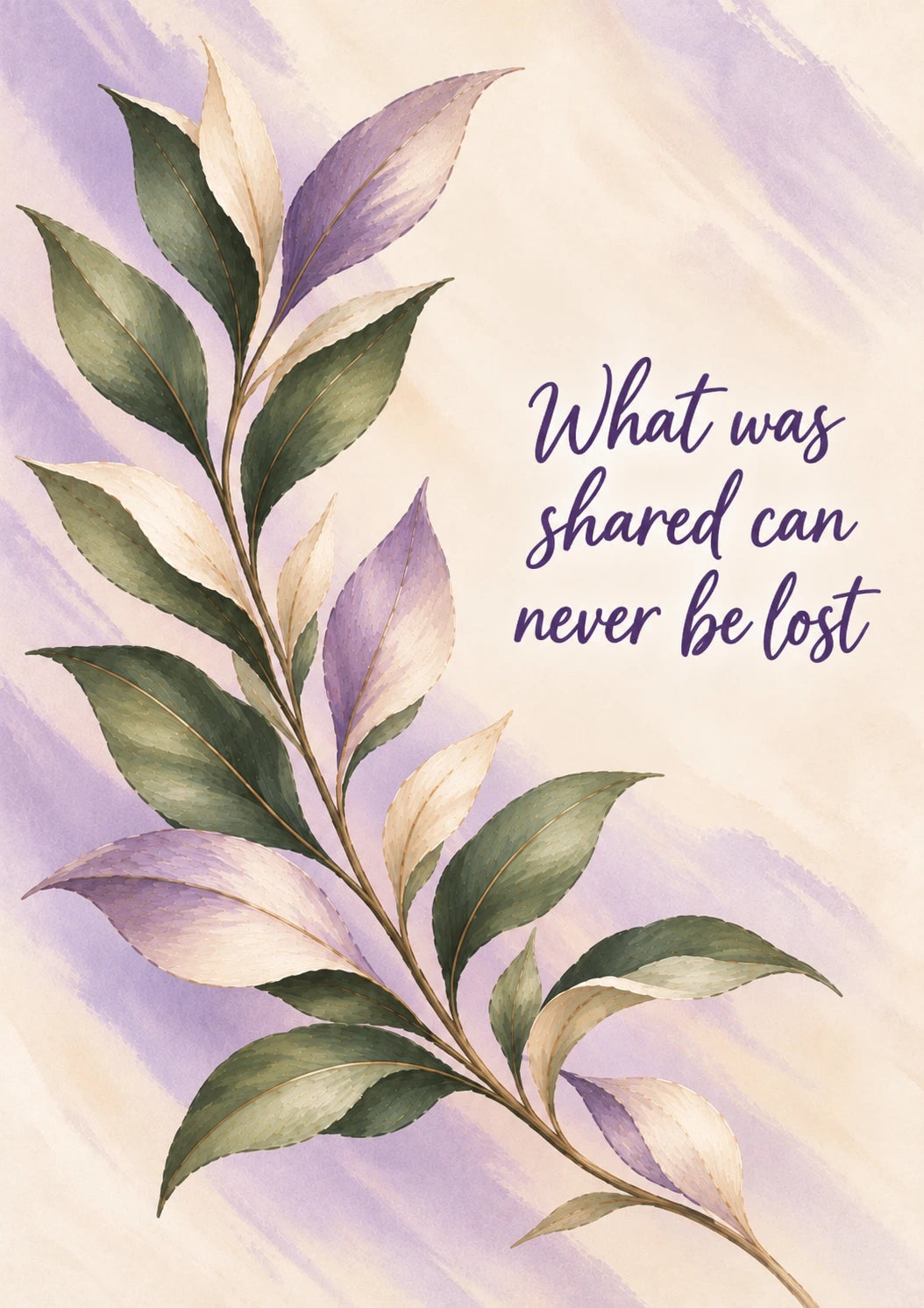 Watercolour Botanical Leaf Sympathy Card for Wife
