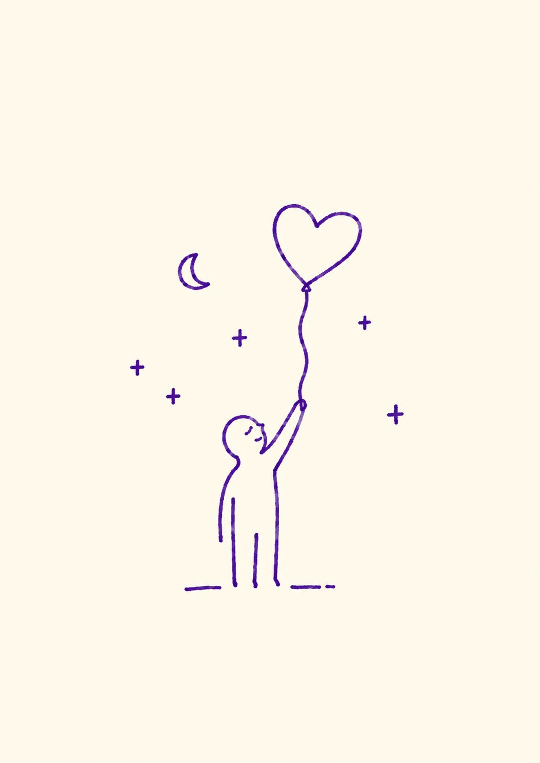 Heart Balloon Night Sky Thinking of You Card