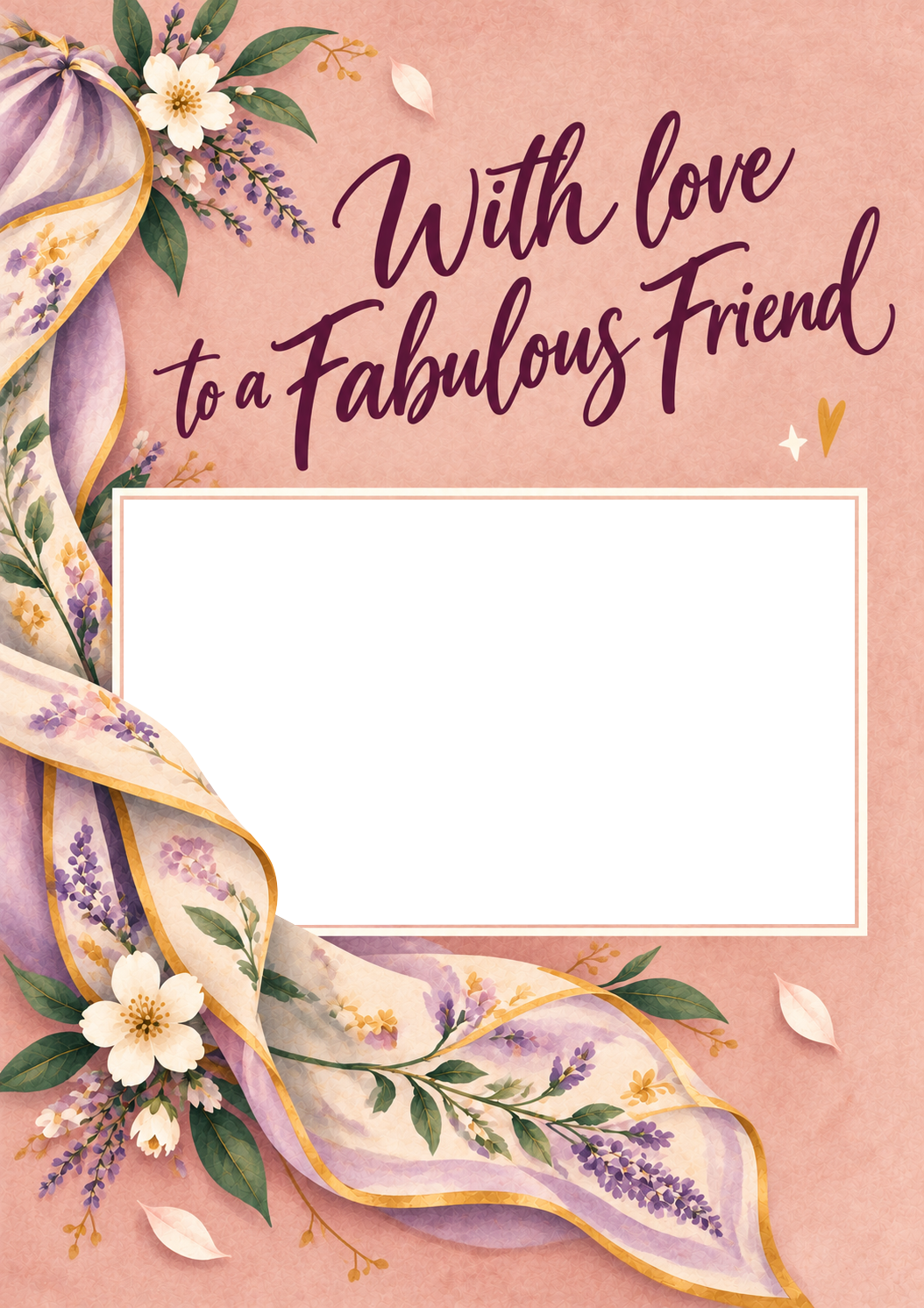 Floral Ribbon With Love Photo Upload Friendship Card for Someone Special
